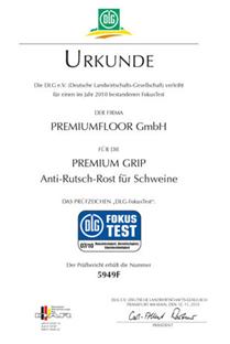 Certificate about the very good  results of PREMIUM GRIP in DLG  FokusTest